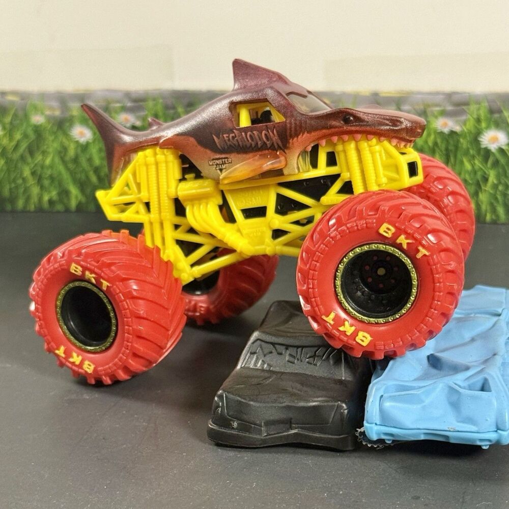 Custom Monster Jam Megalodon Two Tone Red & Yellow 1:64 Monster Truck